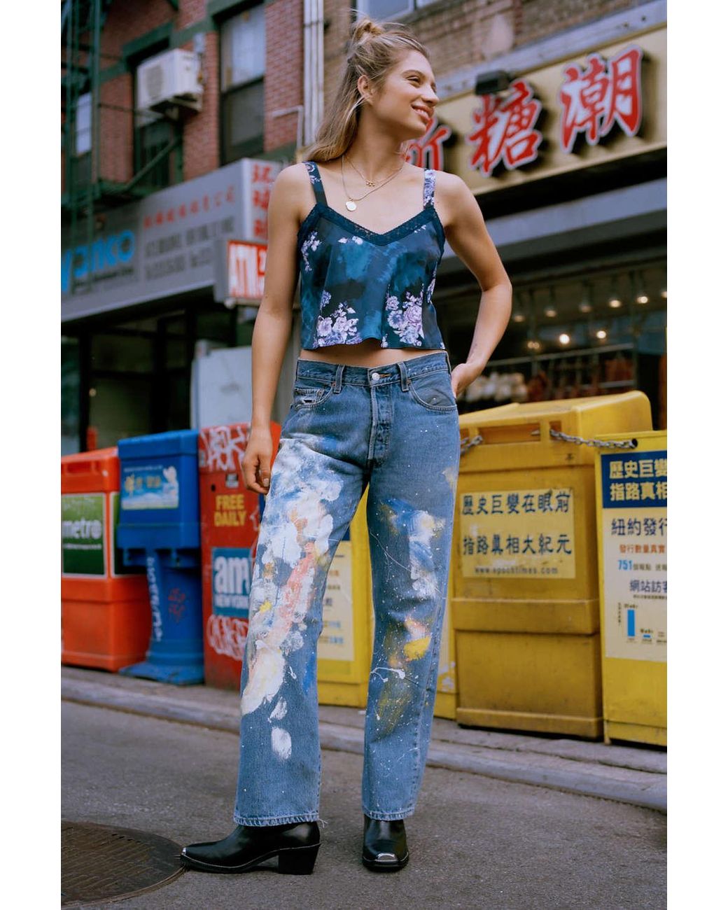 Levis paint splatter jeans new arrivals
