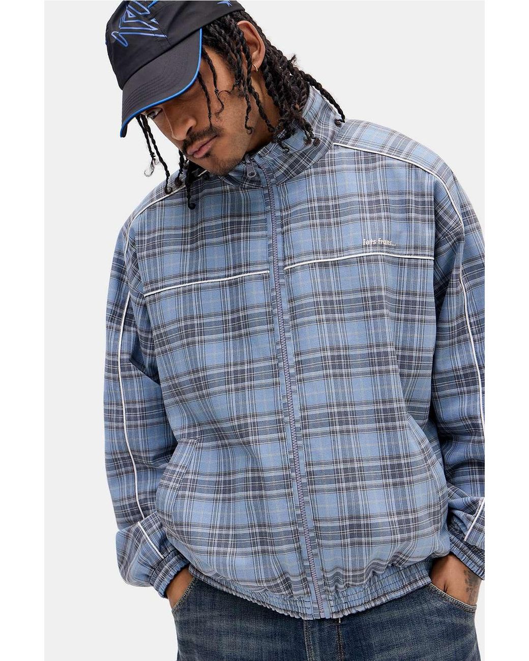 iets frans... Sacha Reversible Check Track Jacket in Blue for Men | Lyst UK