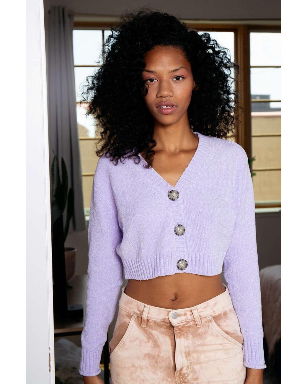 chenille cropped cardigan