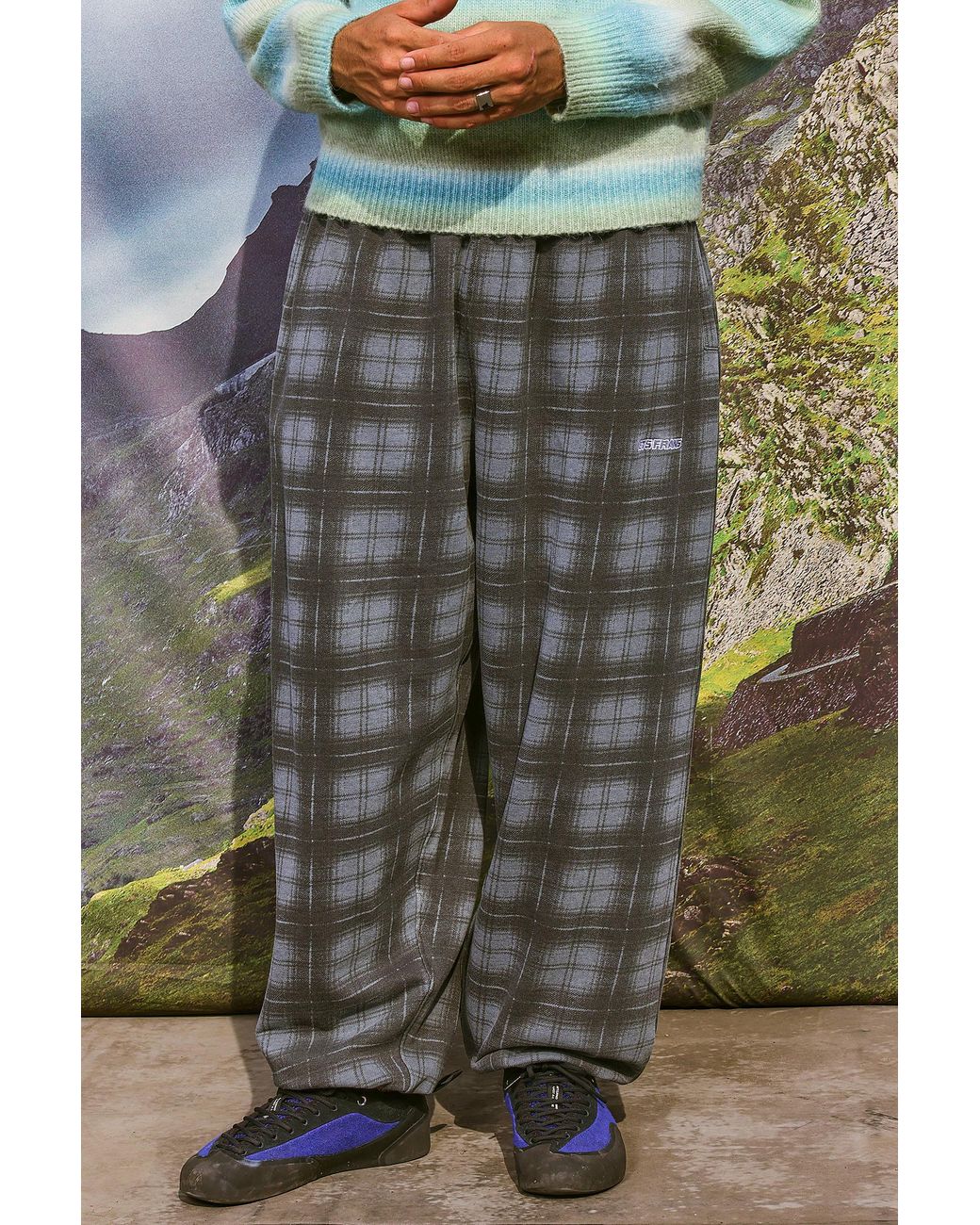iets frans Blue Harri Check Joggers for men