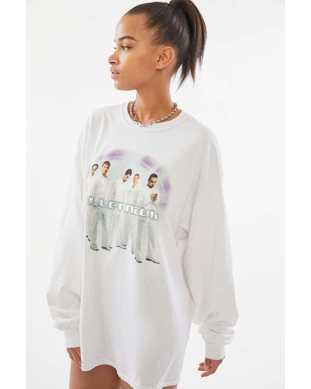 Urban Outfitters Backstreet Boys Long Sleeve T-shirt Dress in White | Lyst  Canada