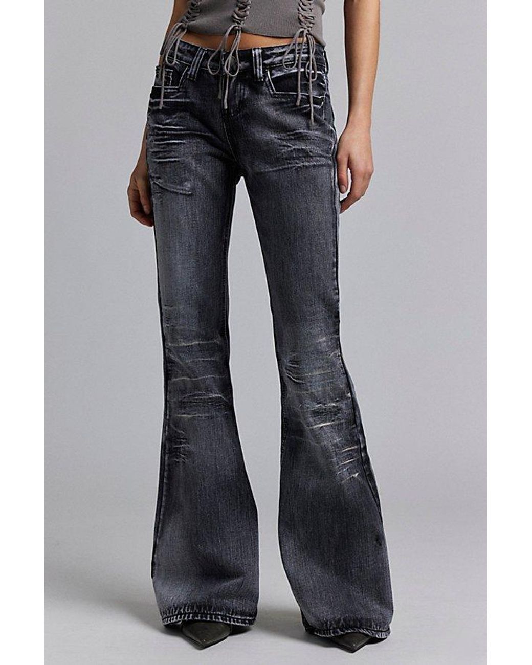 Jaded London Extreme Flare Jeans in Blue Wash | REVOLVE