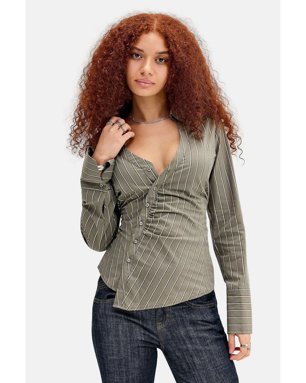 Silence + Noise Gray Silence + Noise Leila Asymmetric Shirt