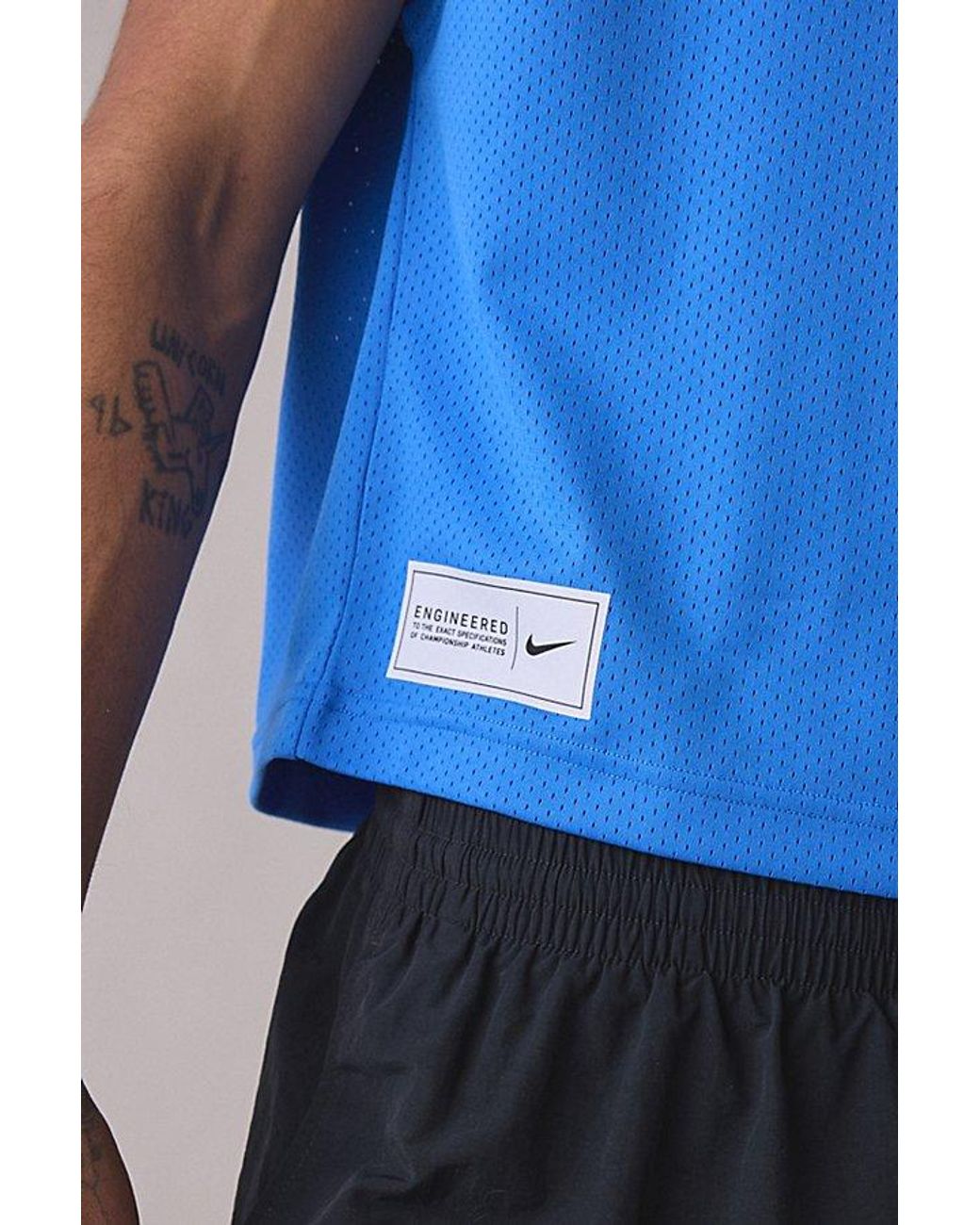 Nike Blue Cropped Mesh Tank Top for men
