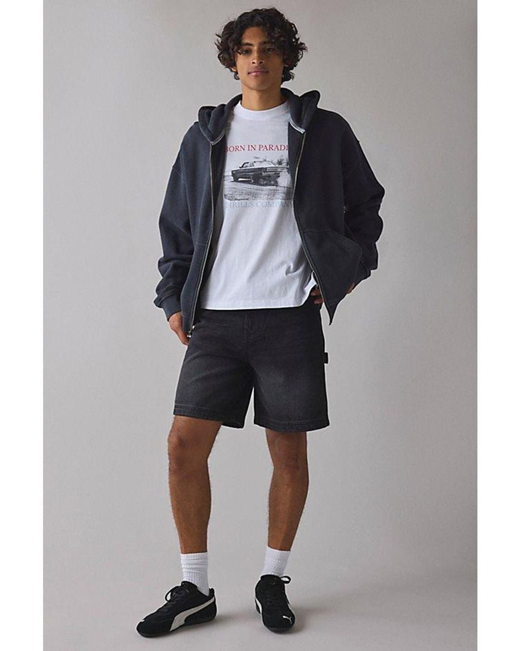 BDG Black Denim Carpenter Shorts for men