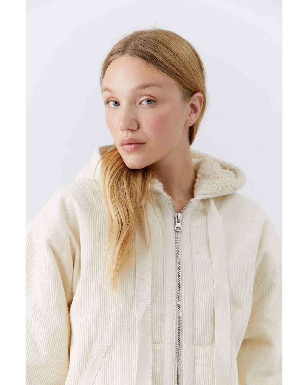 Urban Outfitters Uo Casey Corduroy Zip up Hooded Jacket in