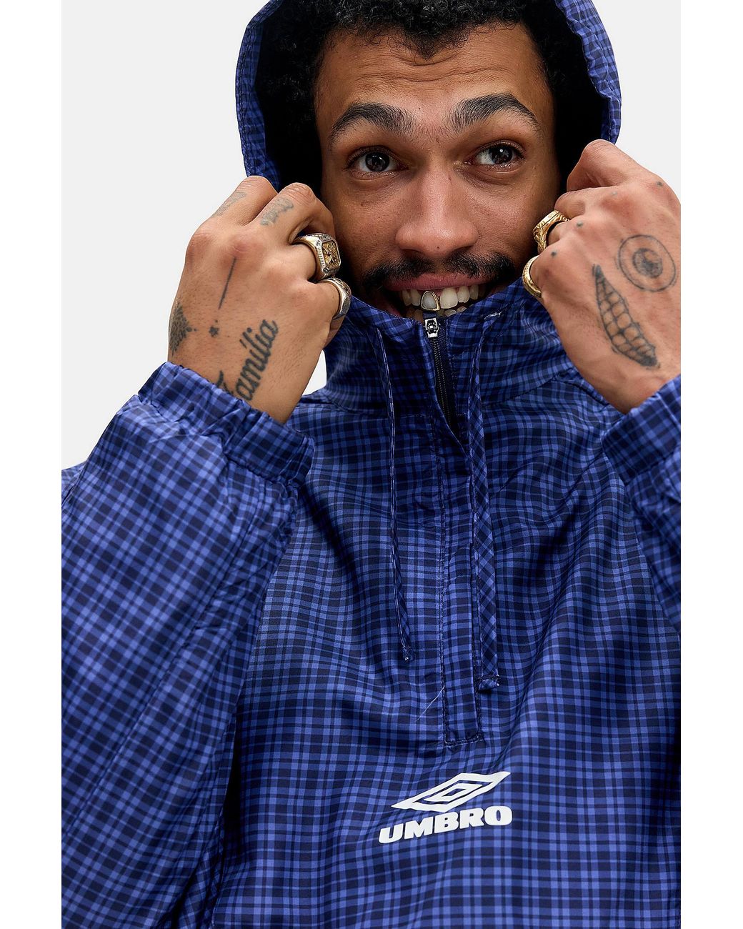 Umbro Blue Uo Exclusive Check Windbreaker Jacket for men