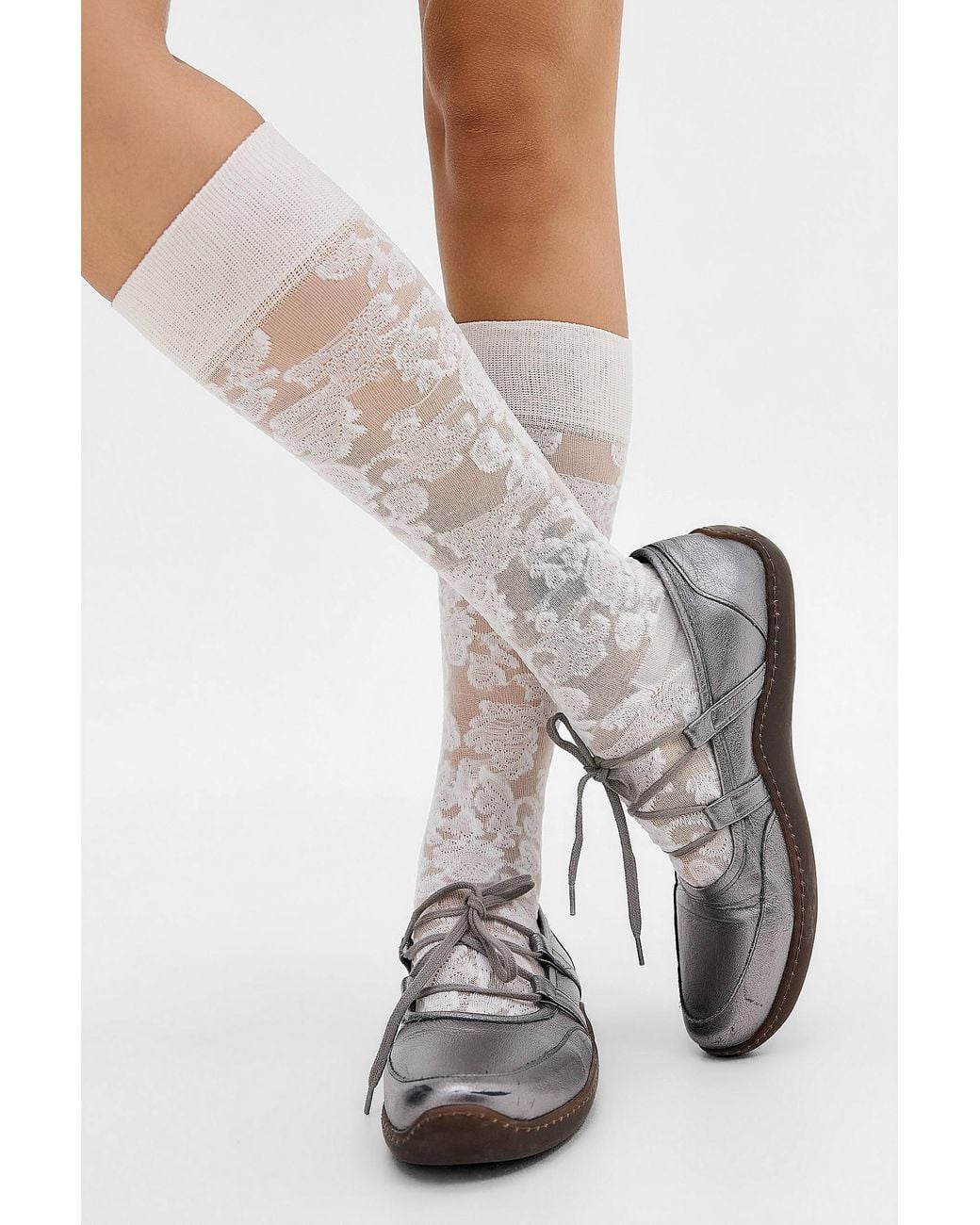 Happy Socks White Lace Knee-high Socks