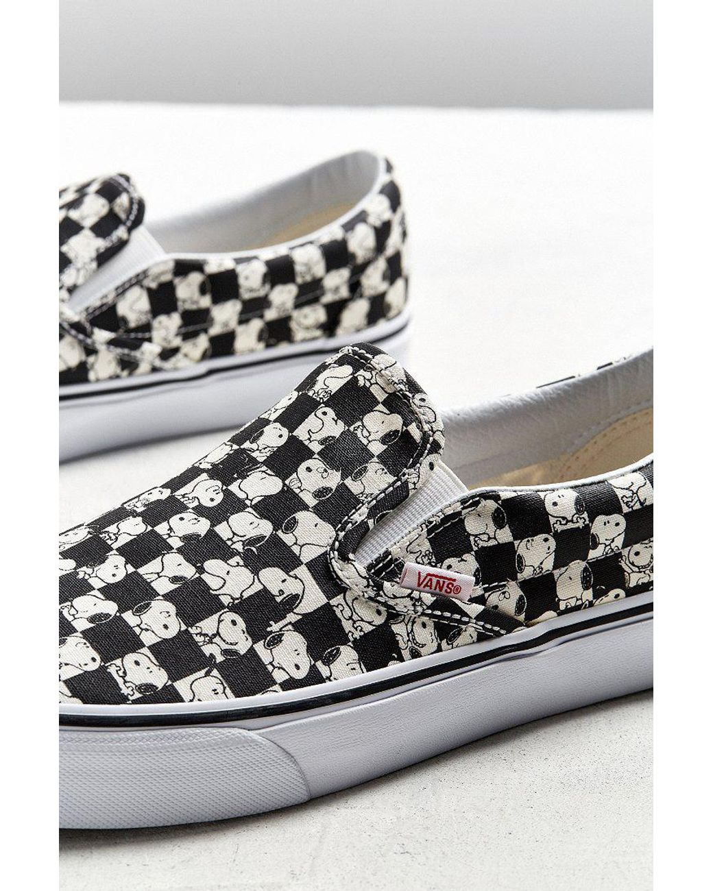 Vans X Peanuts Classic Slip-on Snoopy Checkerboard Sneaker in Black for Men  | Lyst