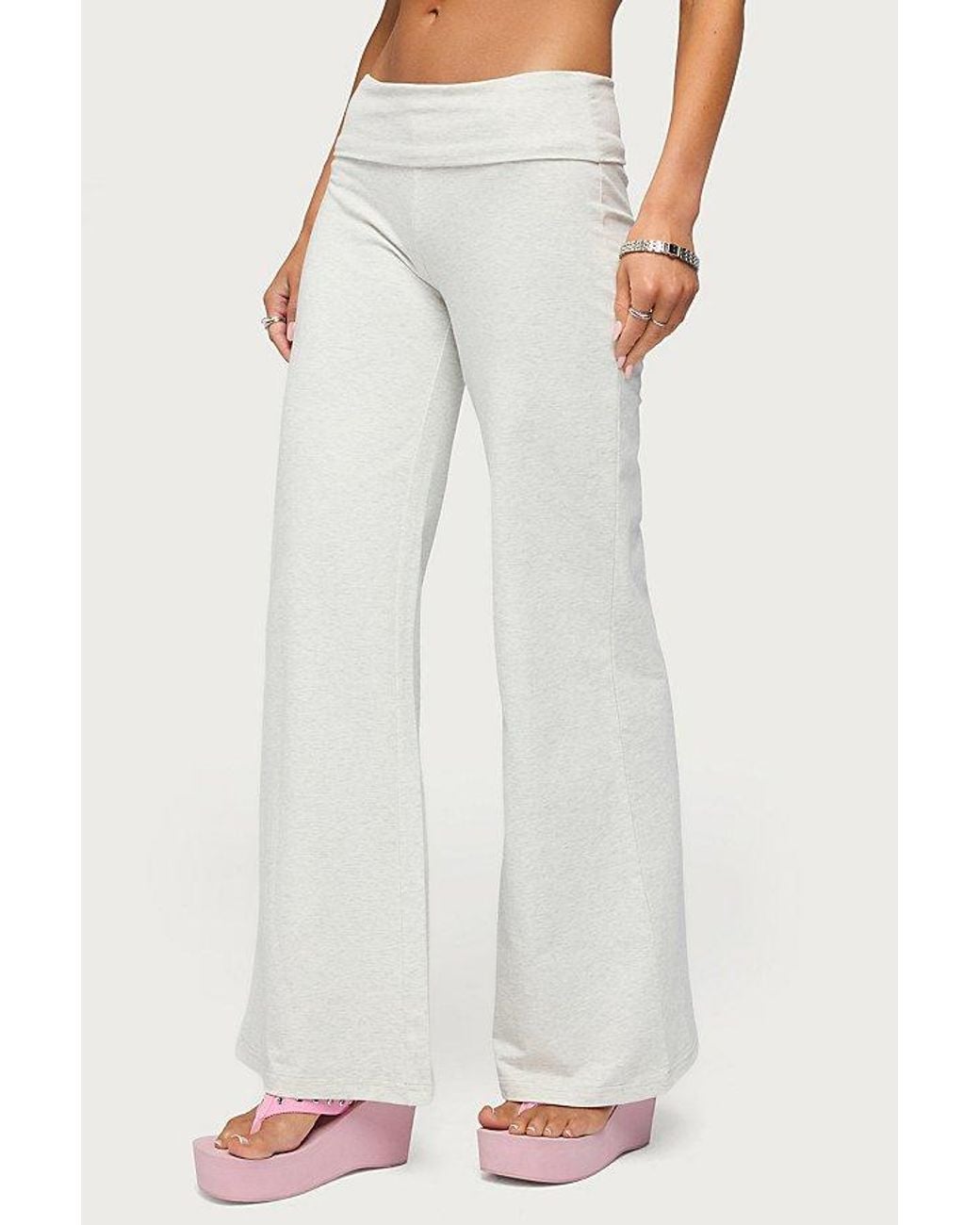 Edikted White Wknd Sequin Foldover Pants
