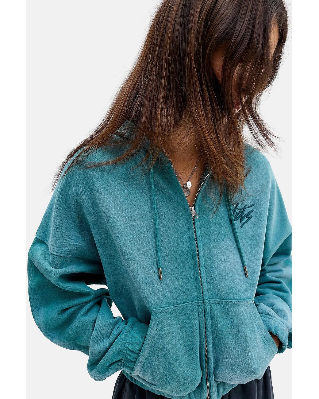 iets frans Blue Sunbleach Script Zip-through Hoodie