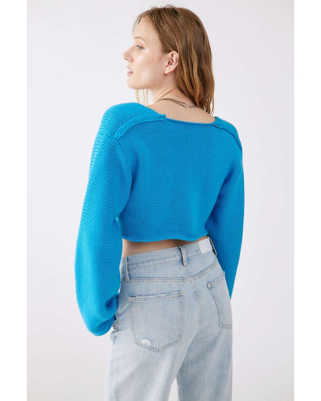 BDG Mavis Cropped Pullover Sweater in Blue | Lyst