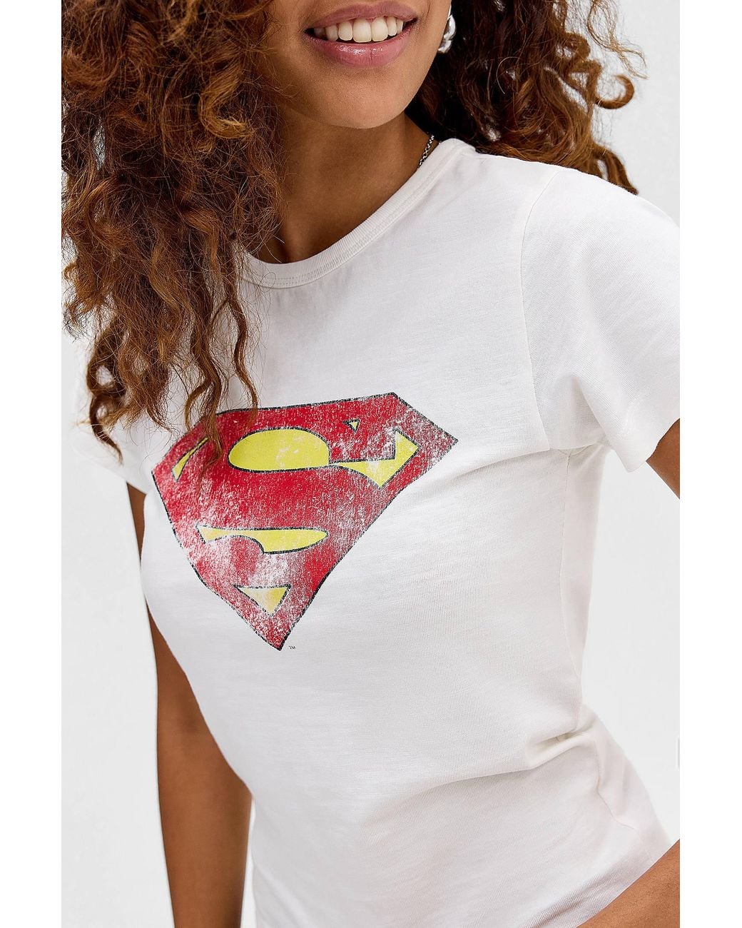 Urban Outfitters White Uo Superman Logo Baby Graphic Tee