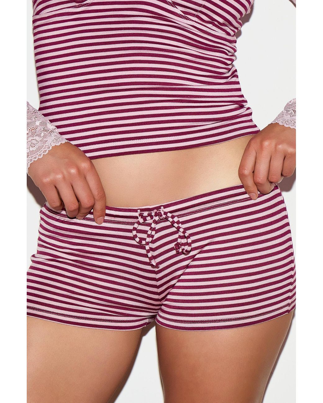 Out From Under Red Demi Stripe Hotpant Shorts