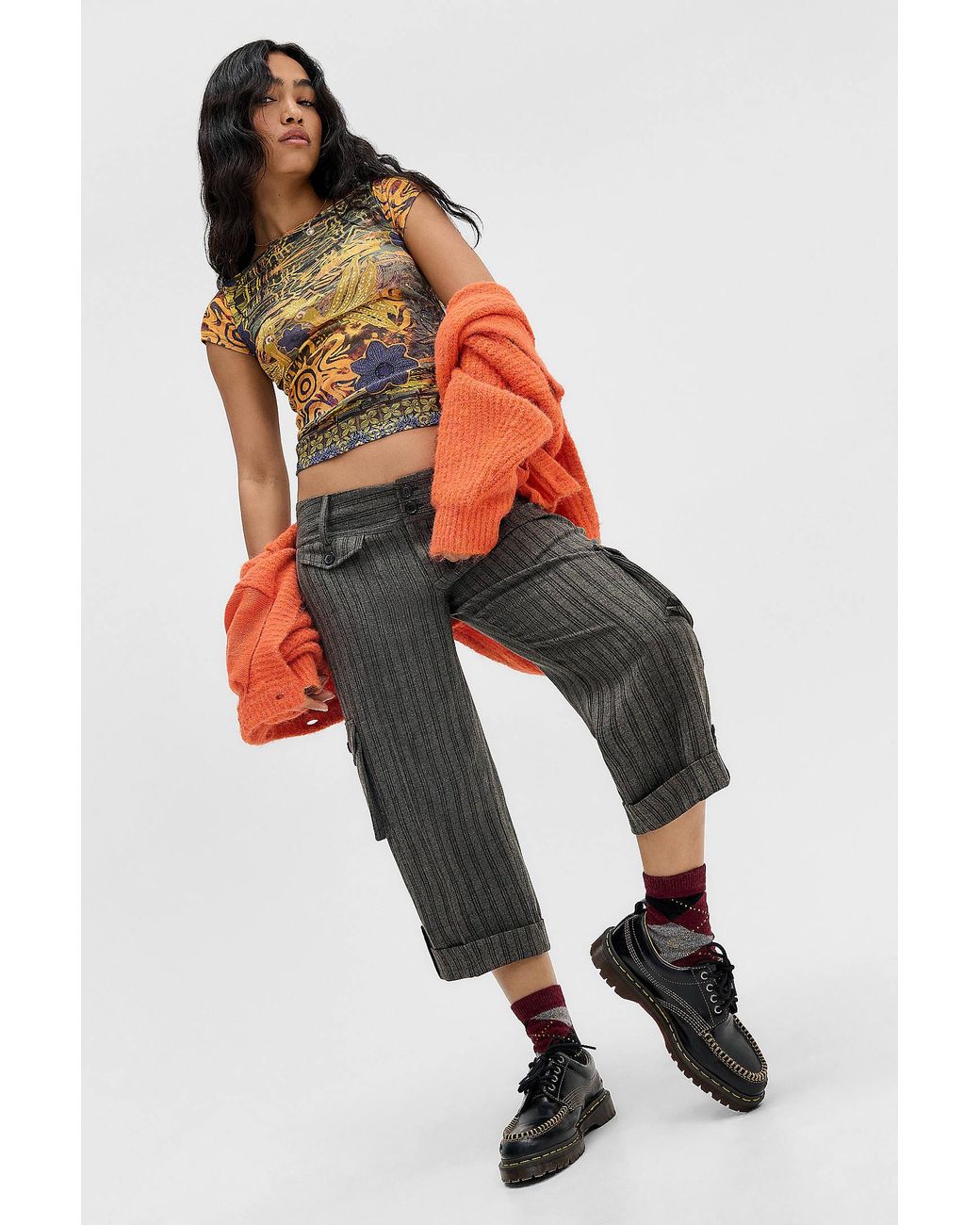 Urban Outfitters Brown Uo Cynthia Crop Trousers
