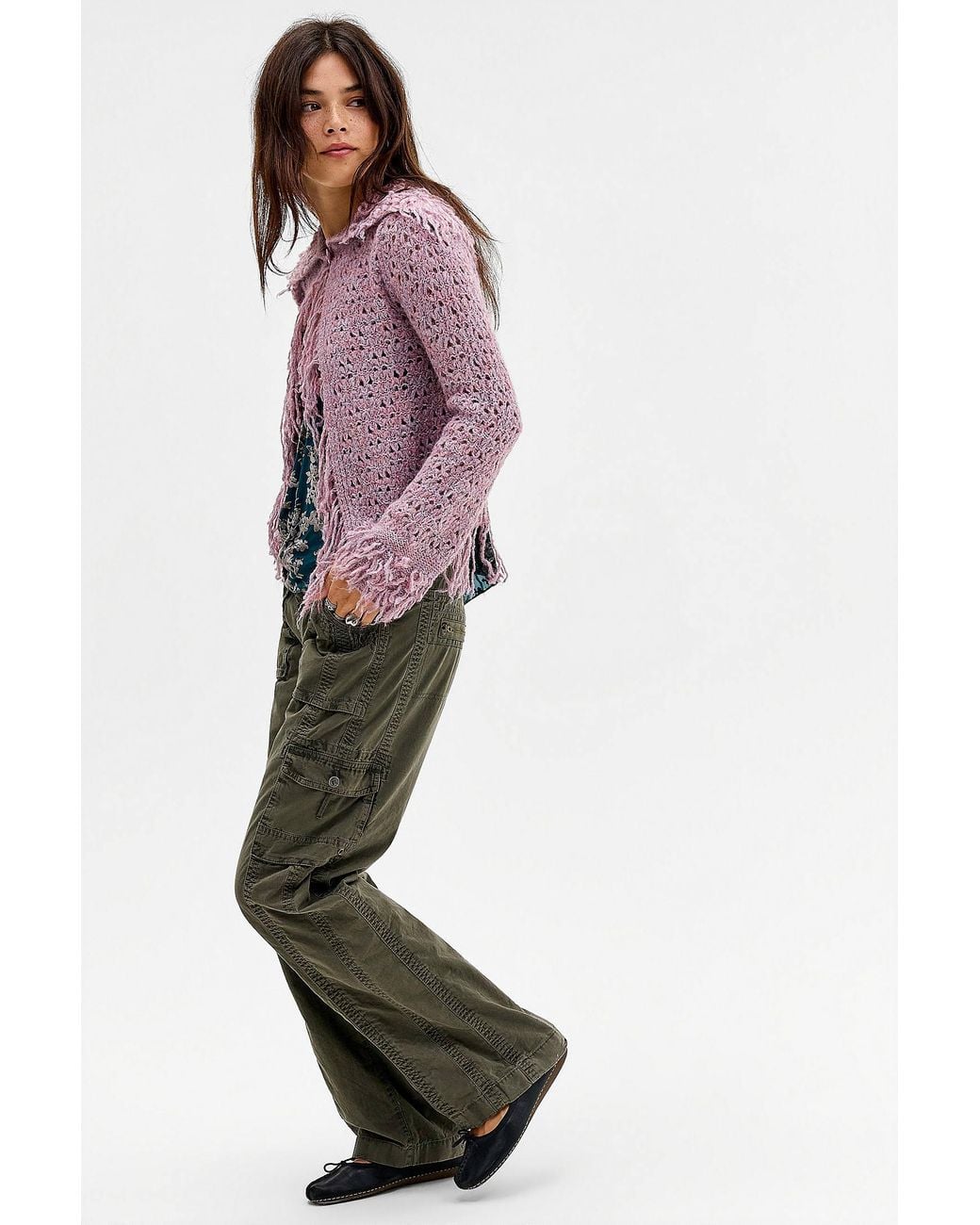 Urban Outfitters Red Uo Pia Fringed Cardigan