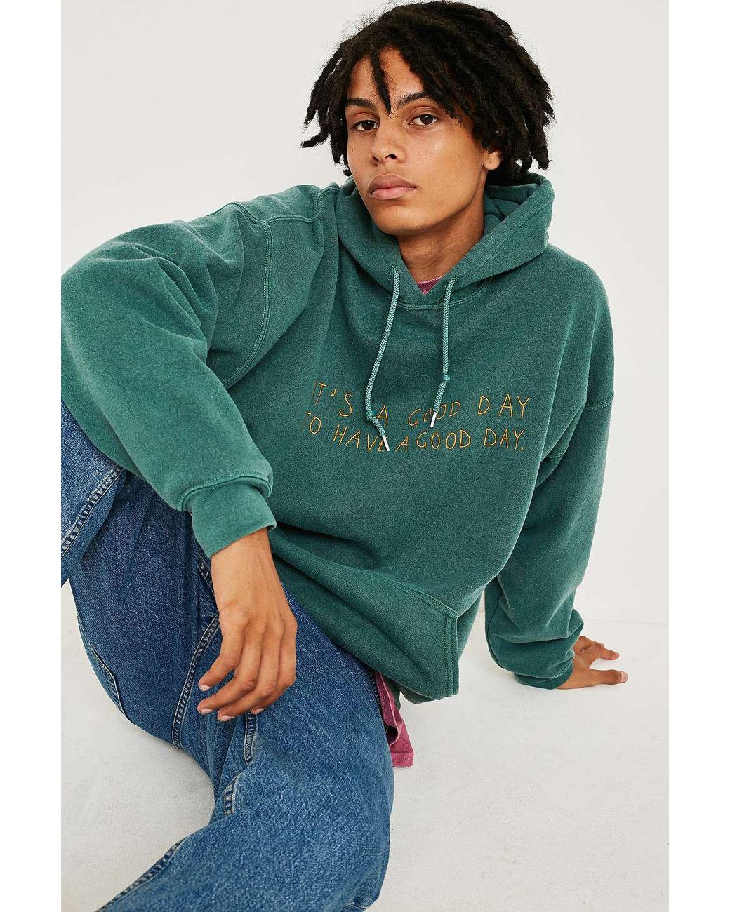Urban Outfitters Uo Have A Good Day Green Hoodie for Men Lyst UK
