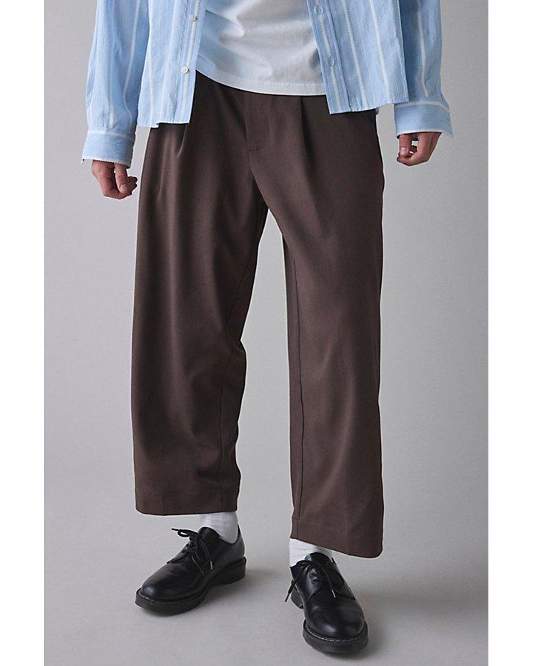 Standard Cloth Jason Cropped Pleated Trouser Pant in Blue for Men