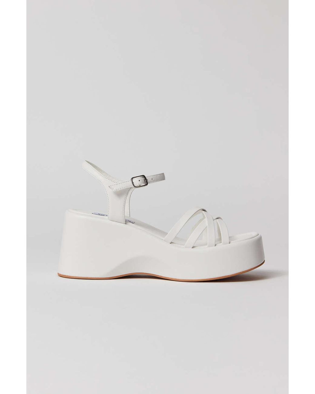 Steve Madden Uri White Leather Open Toe Espadrille Buckle Closure Wedg –  Luxe Moda