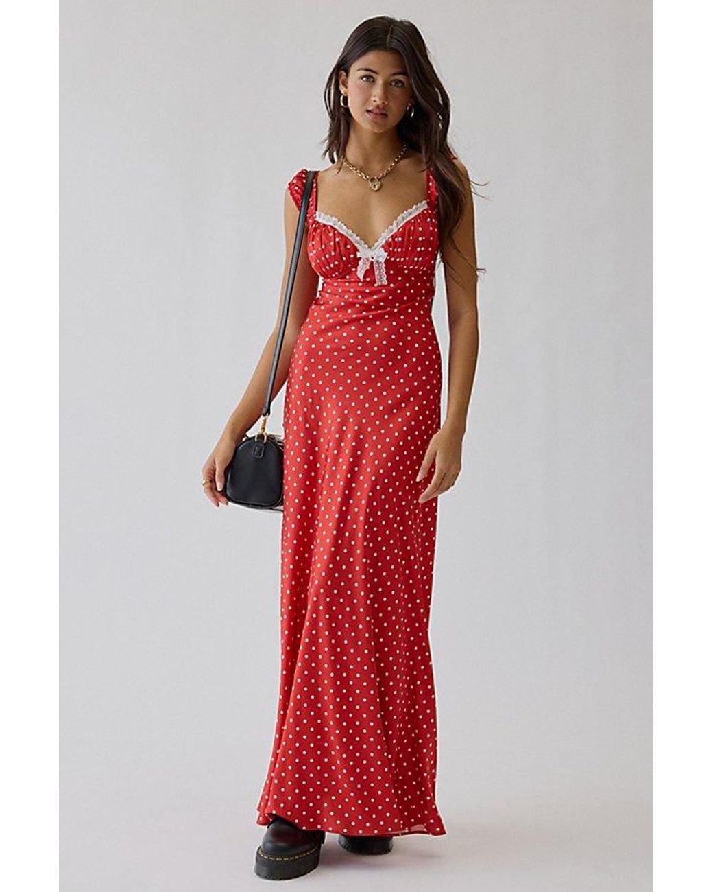 for love and lemons orange polka dot dress For Love and Lemons Analisa Polka Dot Tank Dress