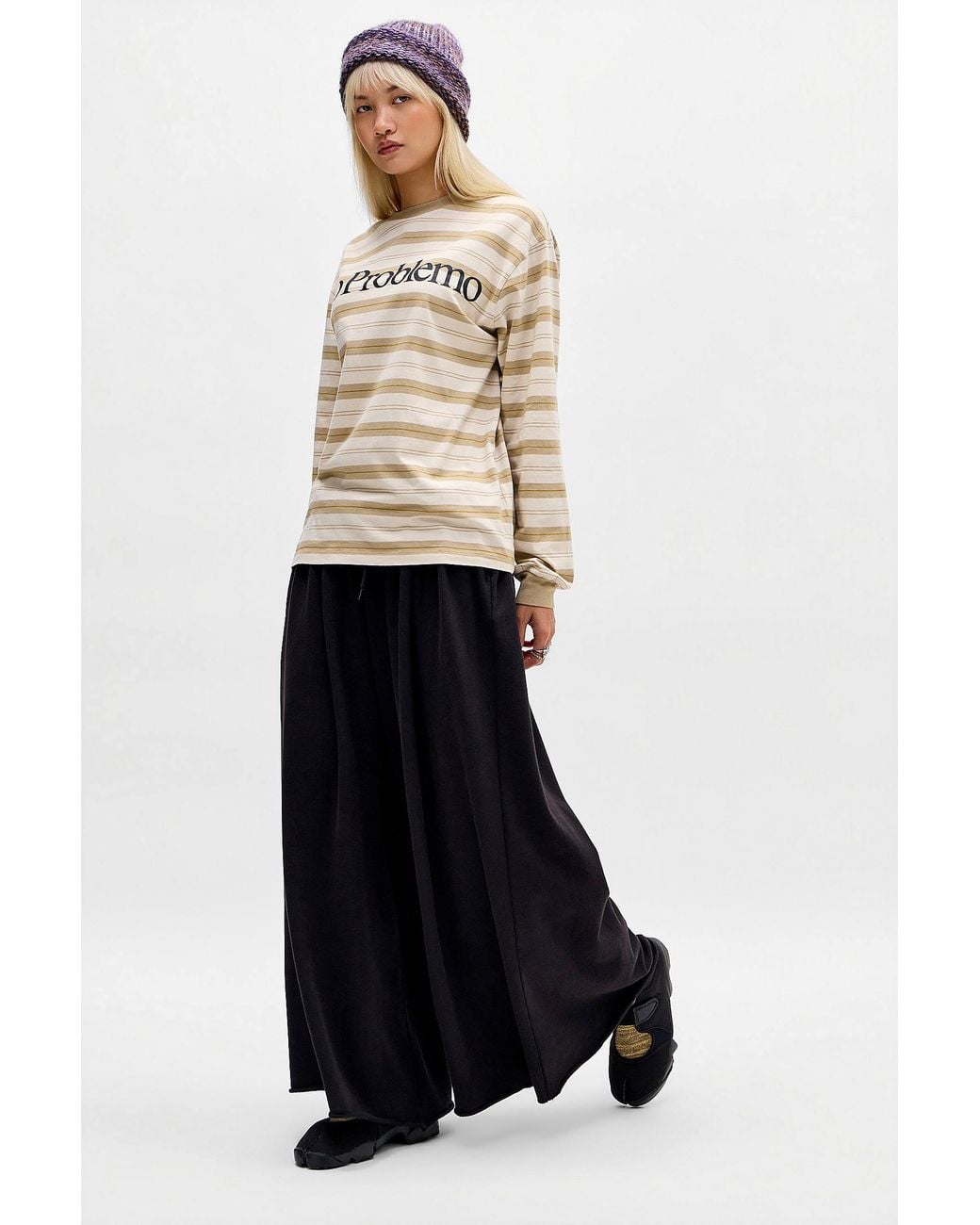 No Problemo White Sand Stripe Long Sleeve Tee
