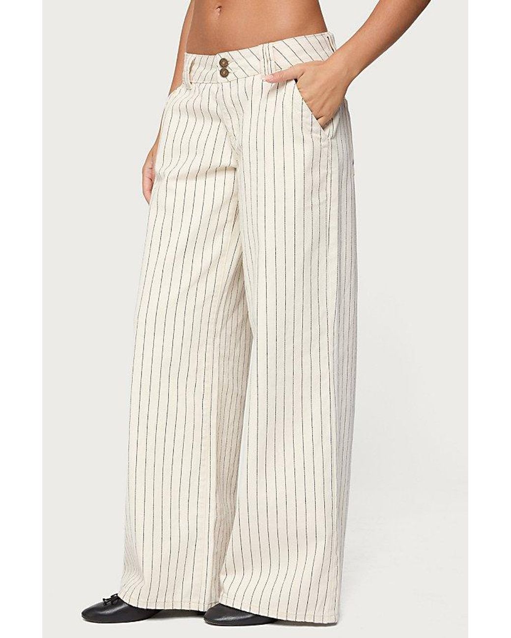 Edikted Black Cory Striped Low Rise Jean