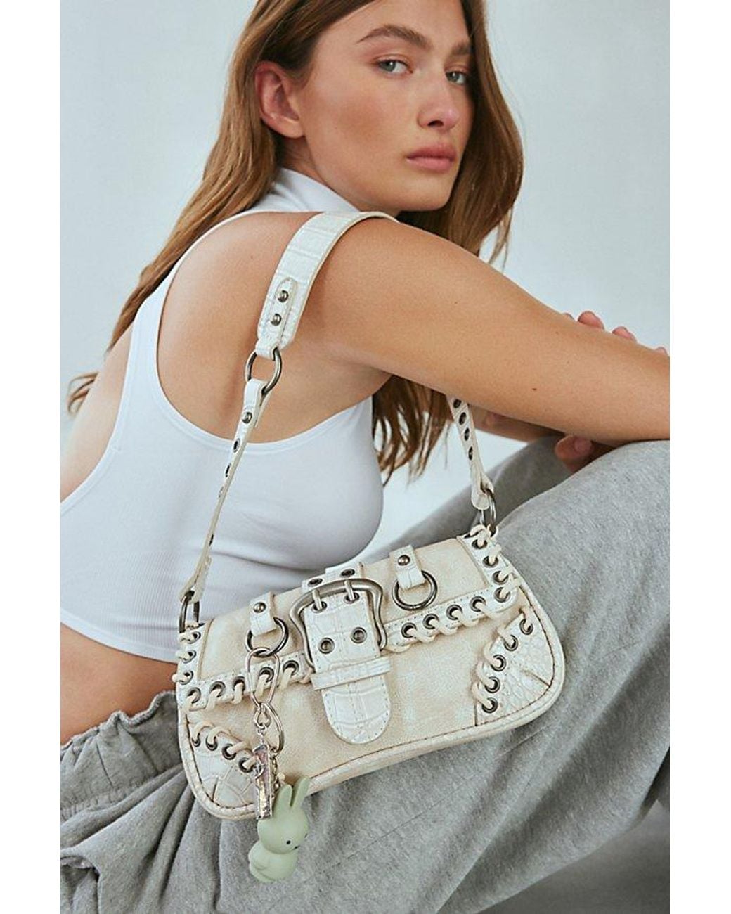 Silence + Noise Jade Laced Rivet Bag in Gray | Lyst