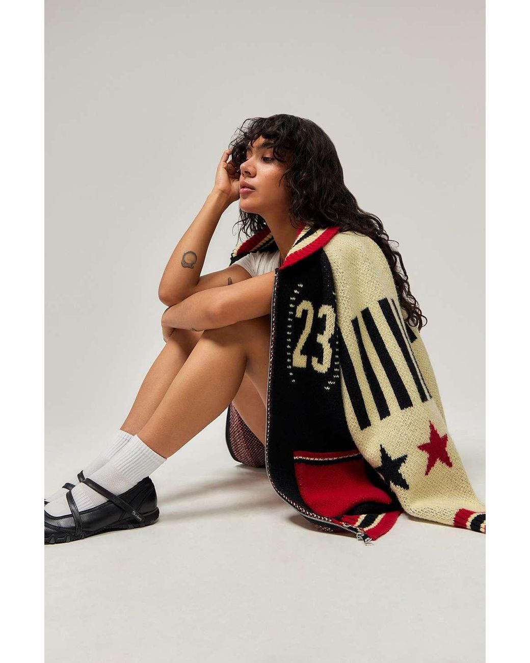 Jaded London Team 23 Motocross Knitted Zip-through Jacket M/l At