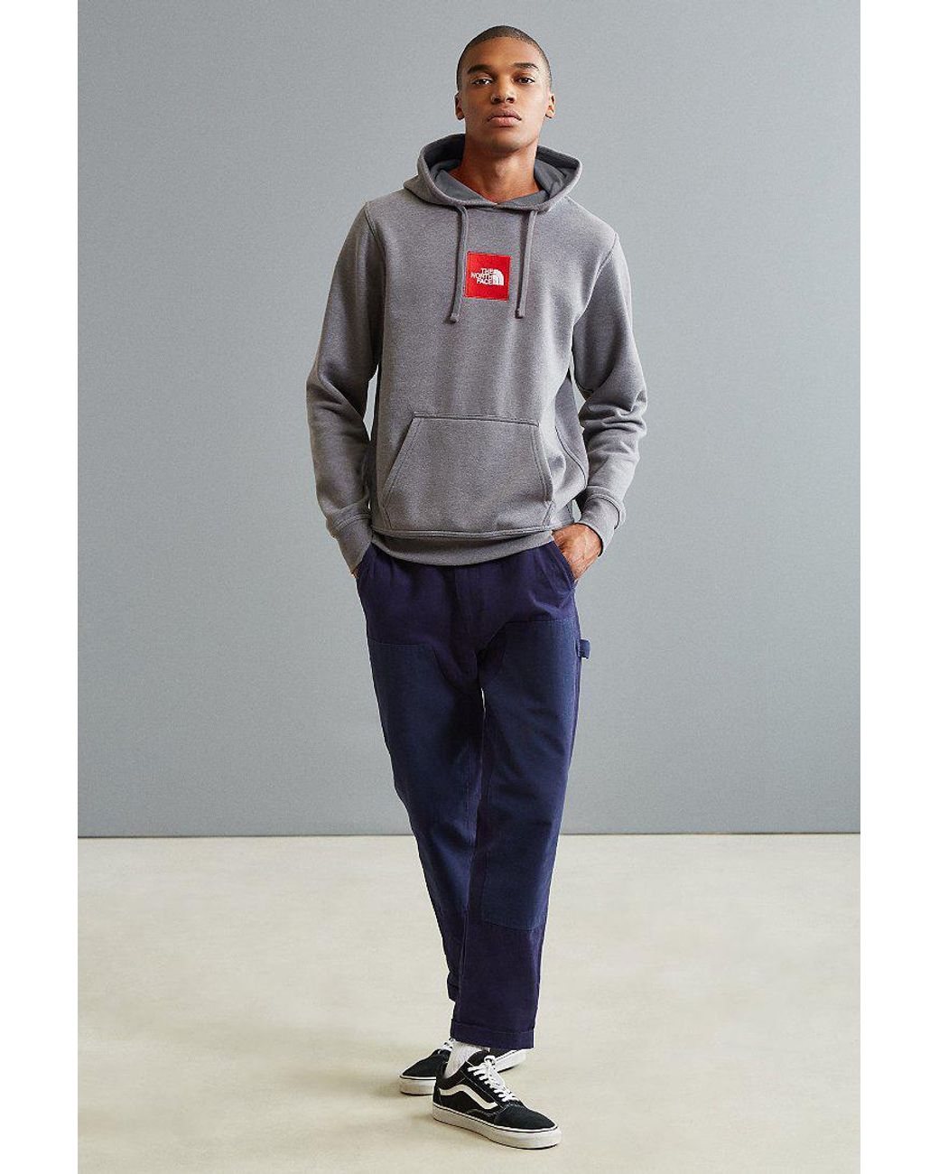 The North Face The North Face Embroidered Box Logo Hoodie Sweatshirt in  Gray for Men | Lyst
