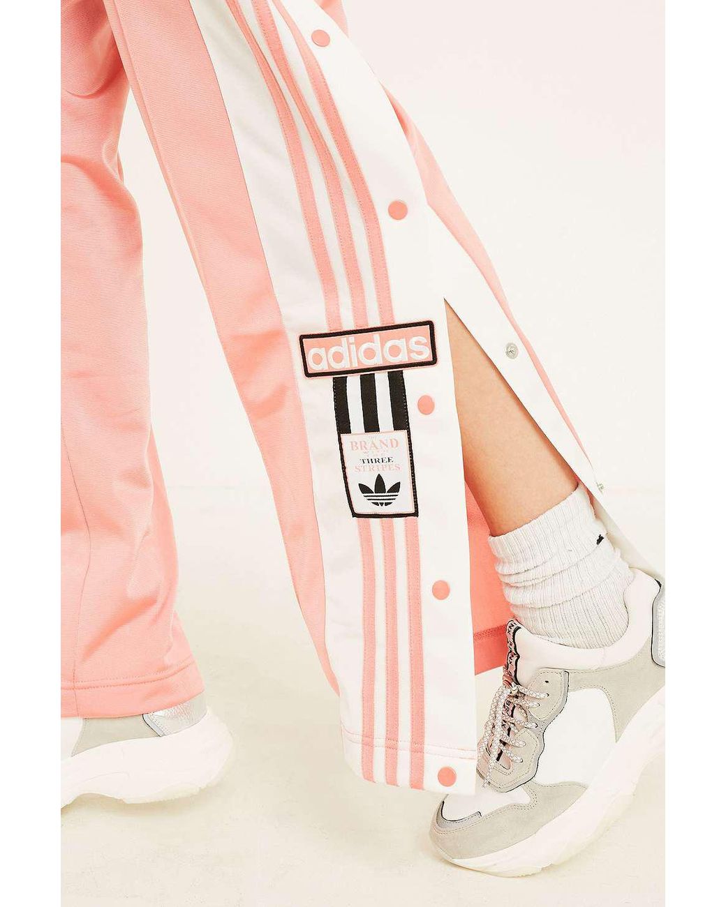 adidas Originals Adibreak 3-stripe Rose Taping Popper Track Pants in Pink |  Lyst UK