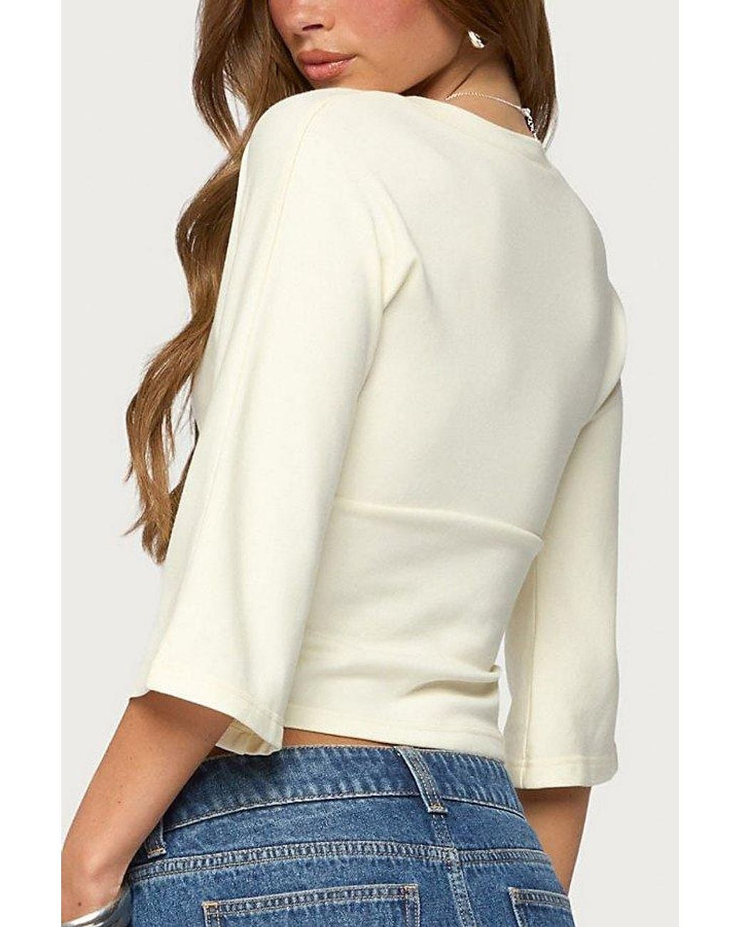 Edikted White Pali V Neck Gemstone Top