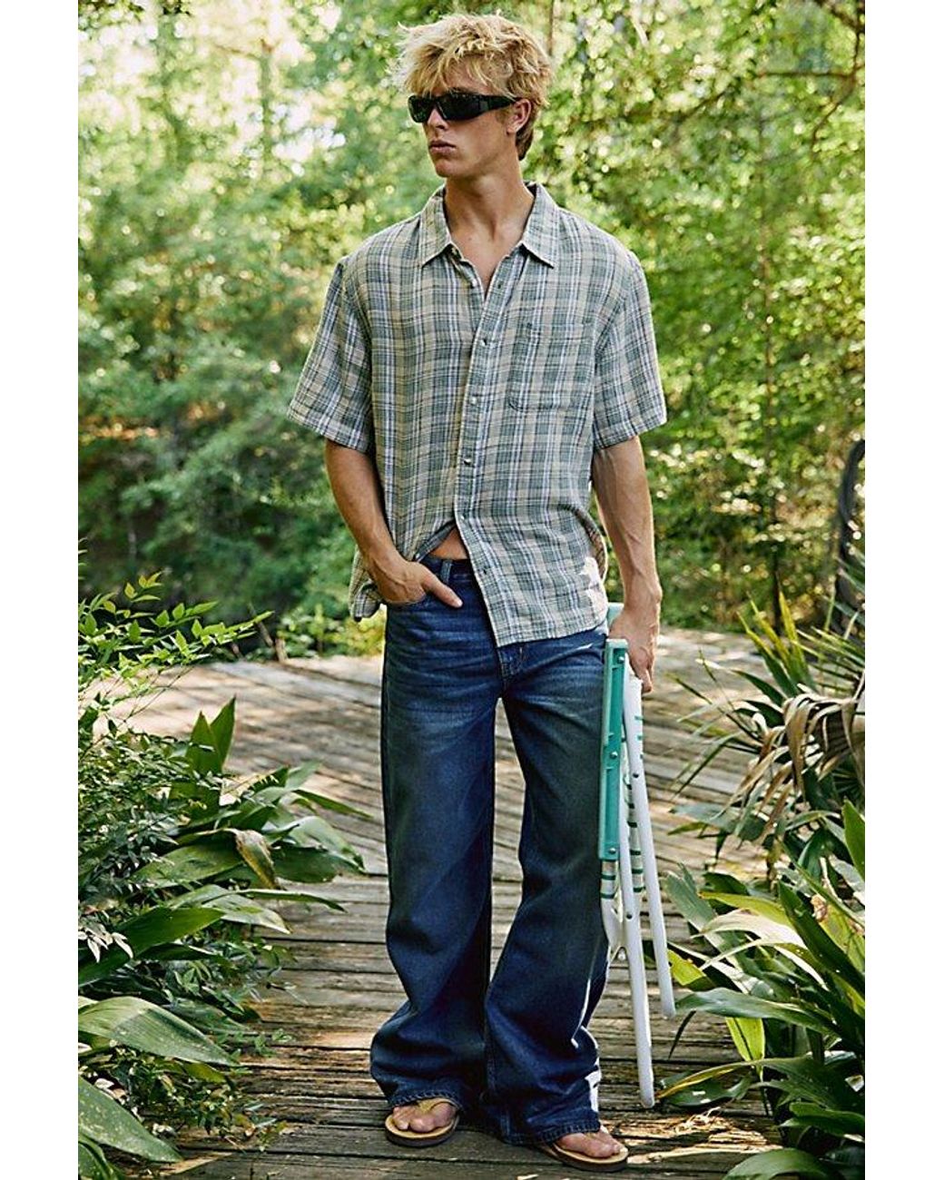BDG Blue Slacker Relaxed Flare Jeans for men