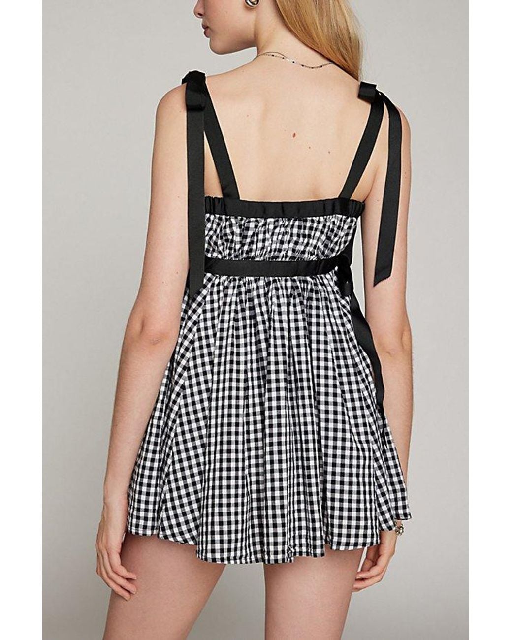 Kimchi Blue Kimchi Georgie Gingham Babydoll Mini Dress in Blue | Lyst