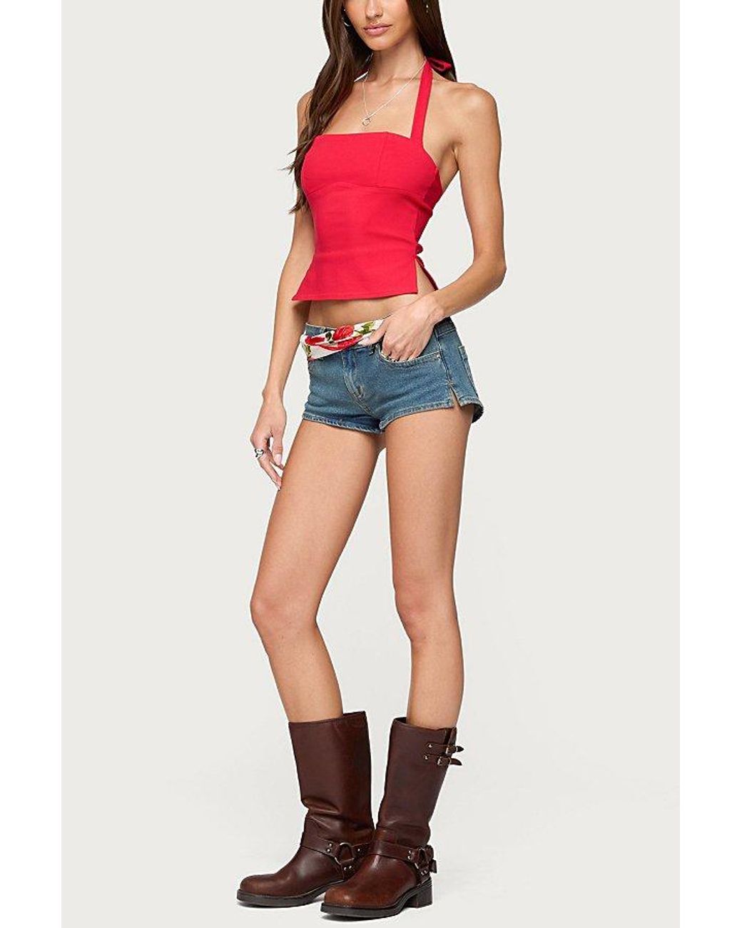 Edikted Red Dara Halter Top