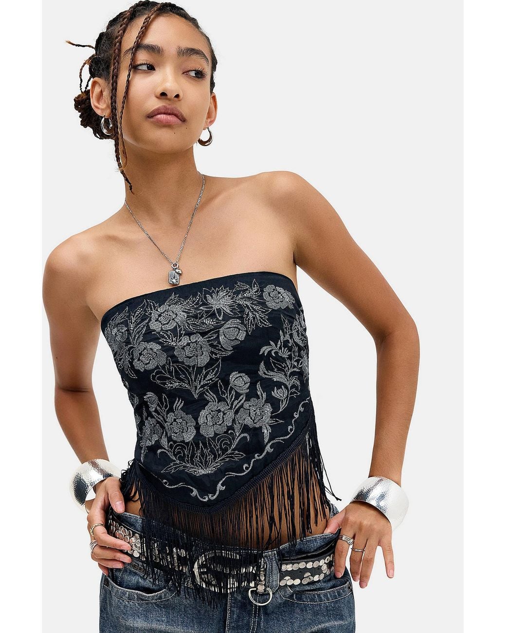 Kimchi Blue Black In The Rain Lurex Top