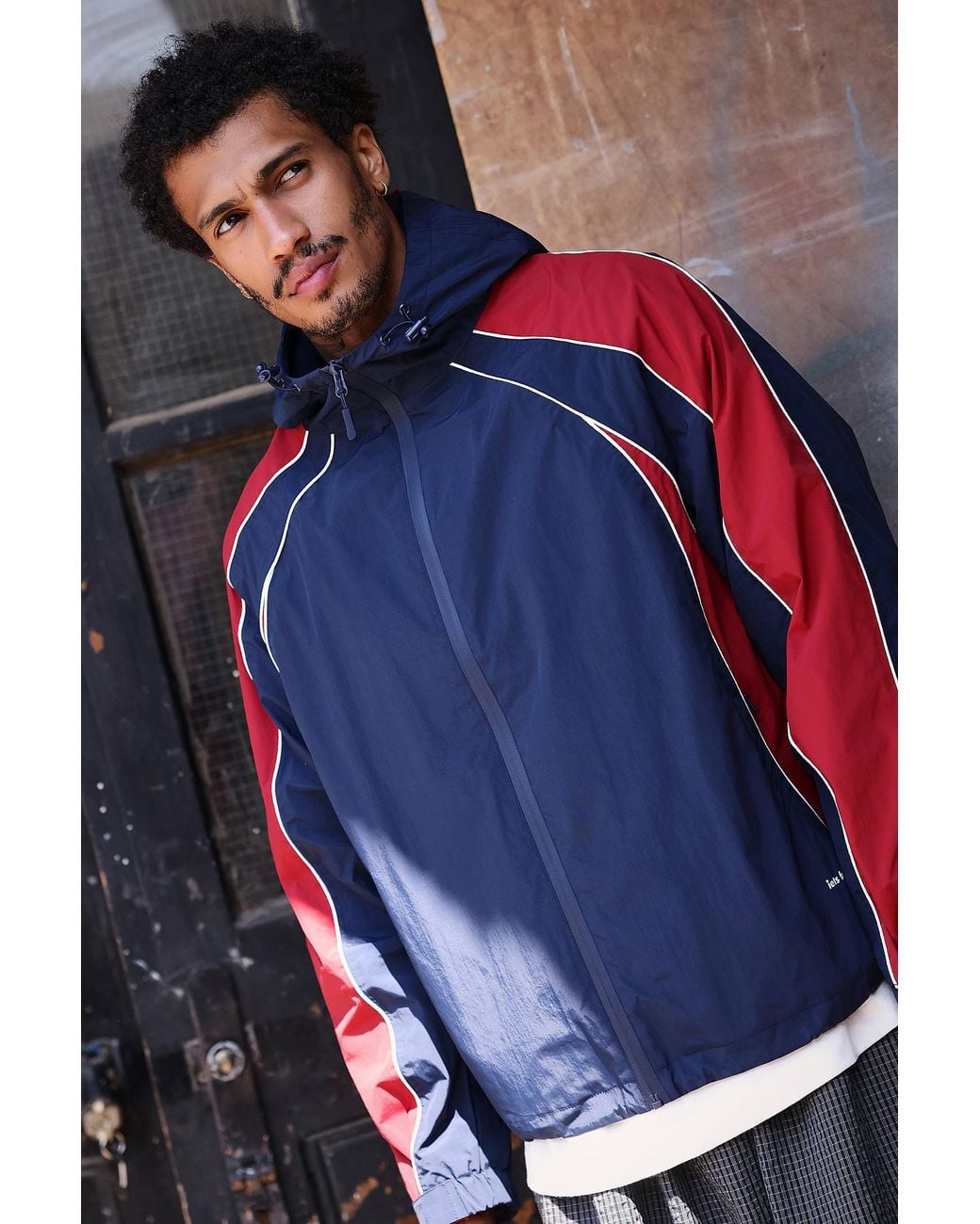 iets frans Blue Navy & Red Sidewinder Track Jacket for men