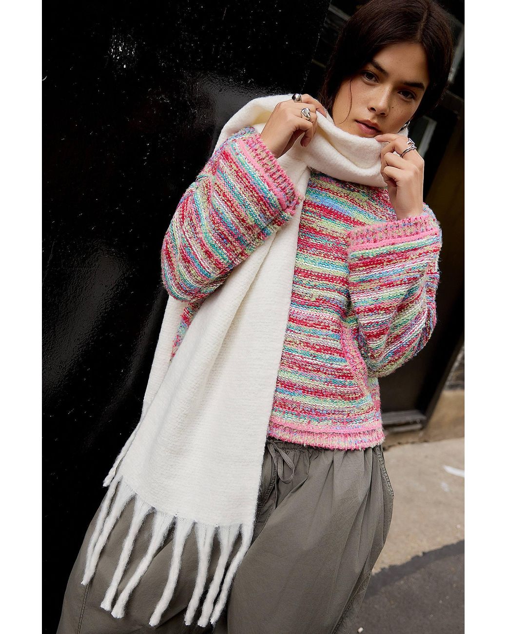 Urban Outfitters Natural Uo Bouclé Blanket Scarf