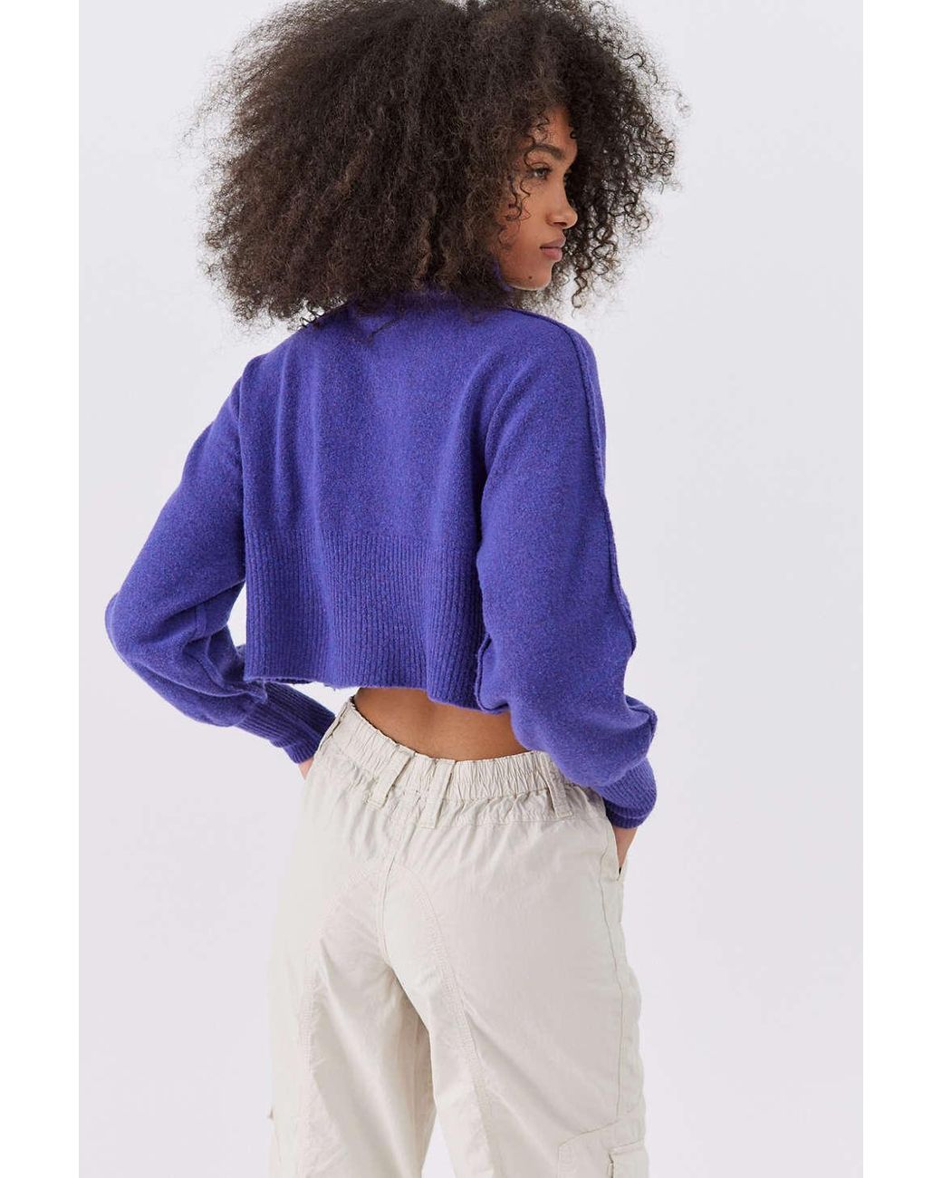 Urban Outfitters Uo Finley Cropped Turtleneck Sweater in Blue | Lyst