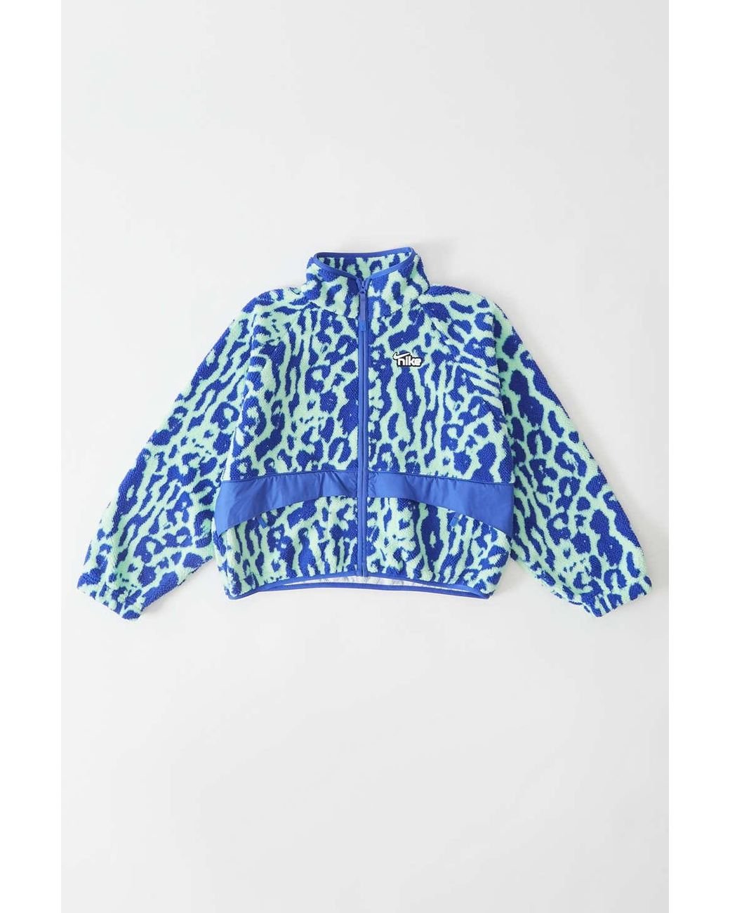 Nike Sportswear Animal Print Sherpa Jacket in Blue | Lyst