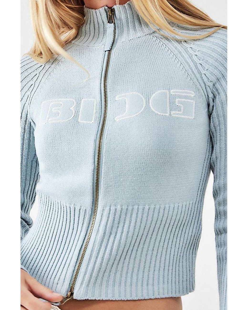 BDG Zip-Through Knit Track Top in Blue | Lyst