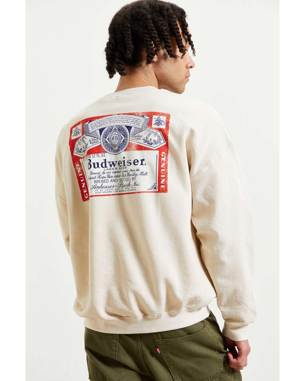 Urban Outfitters Cotton Budweiser 1966 Label Crew Neck Sweatshirt for