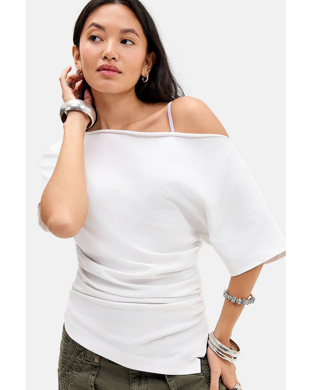 Silence + Noise White Silence + Noise Sai Ruched Waist Tee