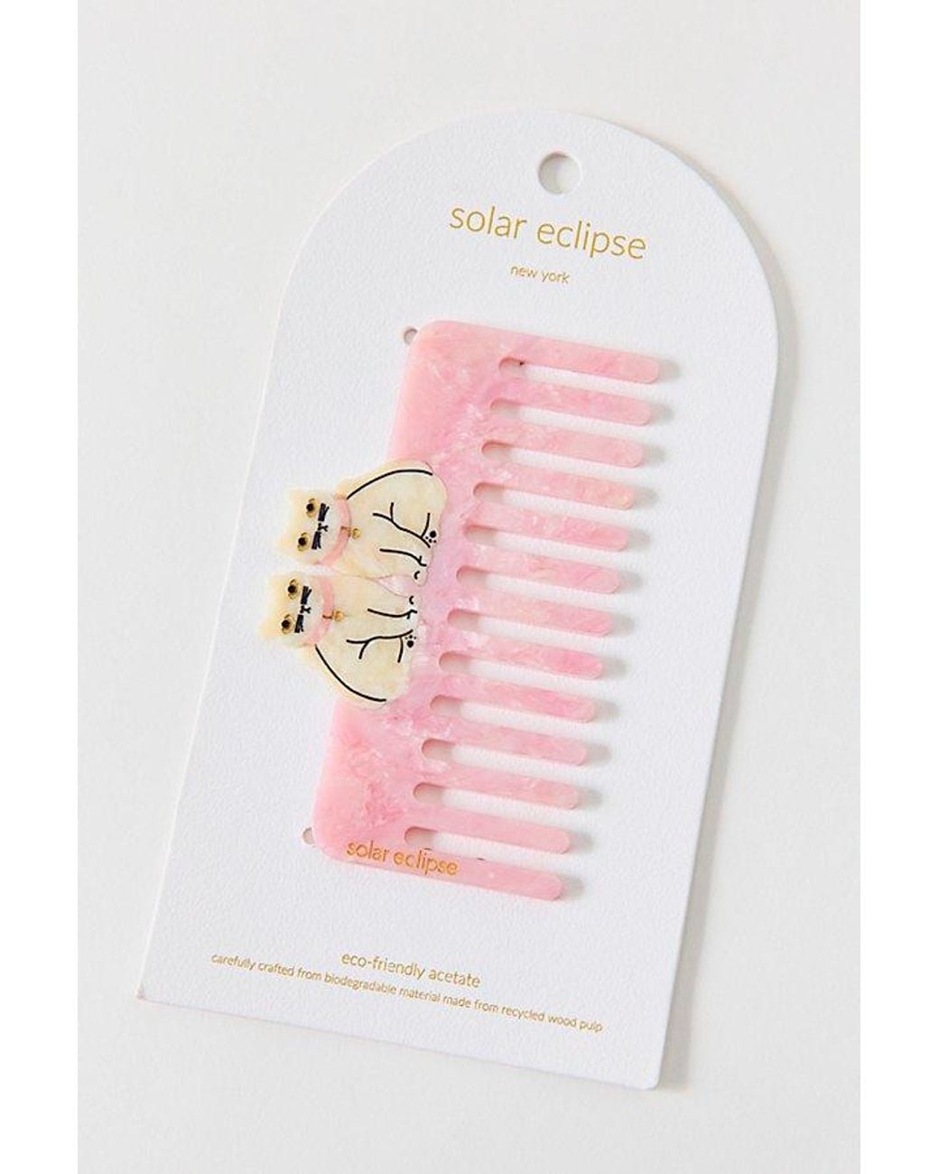 Solar Eclipse Pink Hand-Painted Pocket Hair Comb