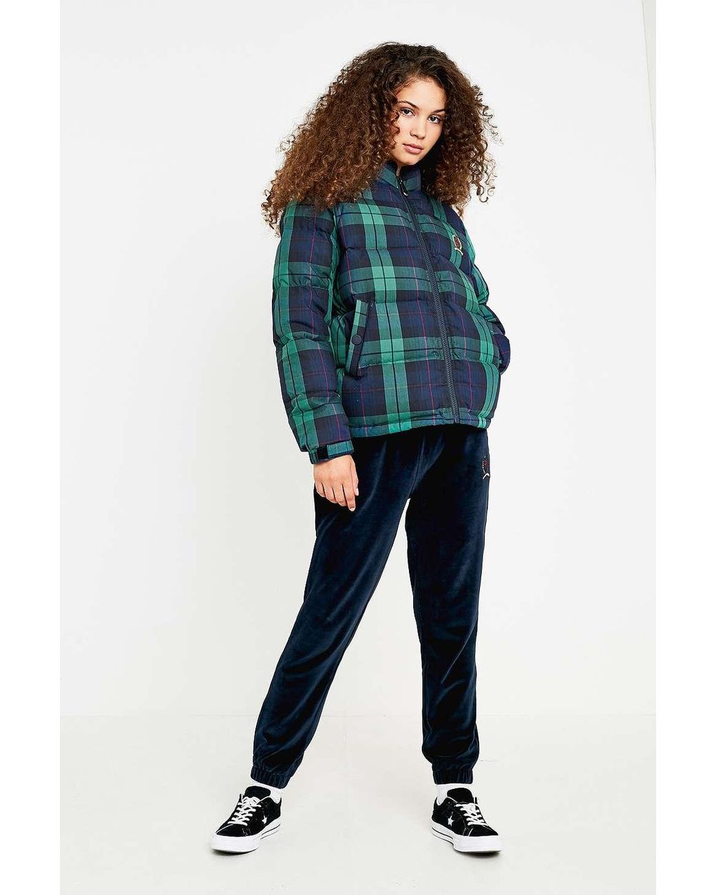 tommy hilfiger tartan plaid puffer jacket