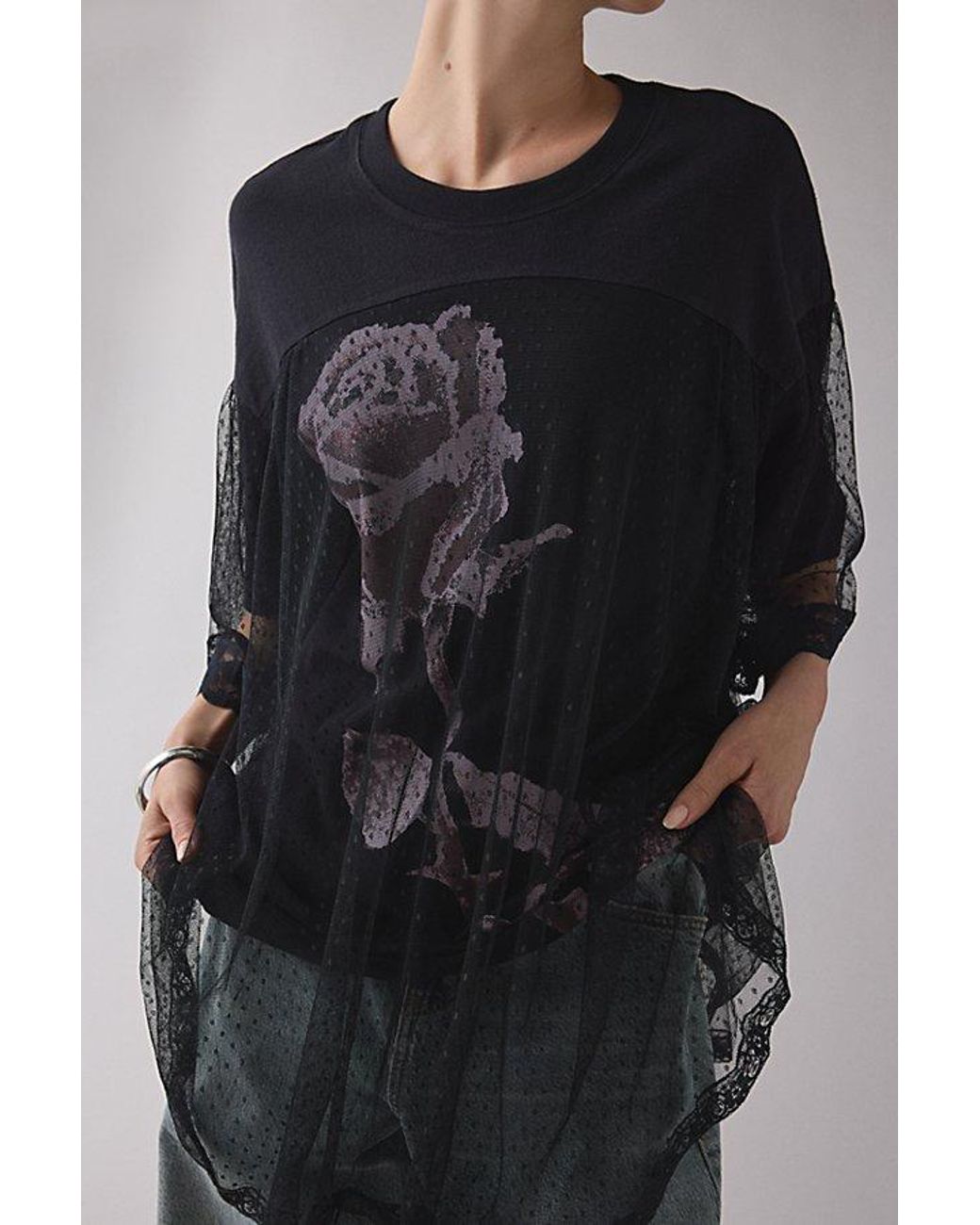 Kimchi Blue Show Stopper Tulle + Lace Layered Oversized Graphic