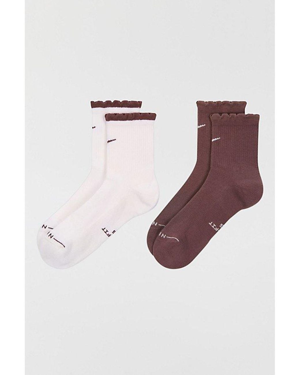 Nike White Everyday Elevated Ruffle Edge Crew Socks 2-Pack