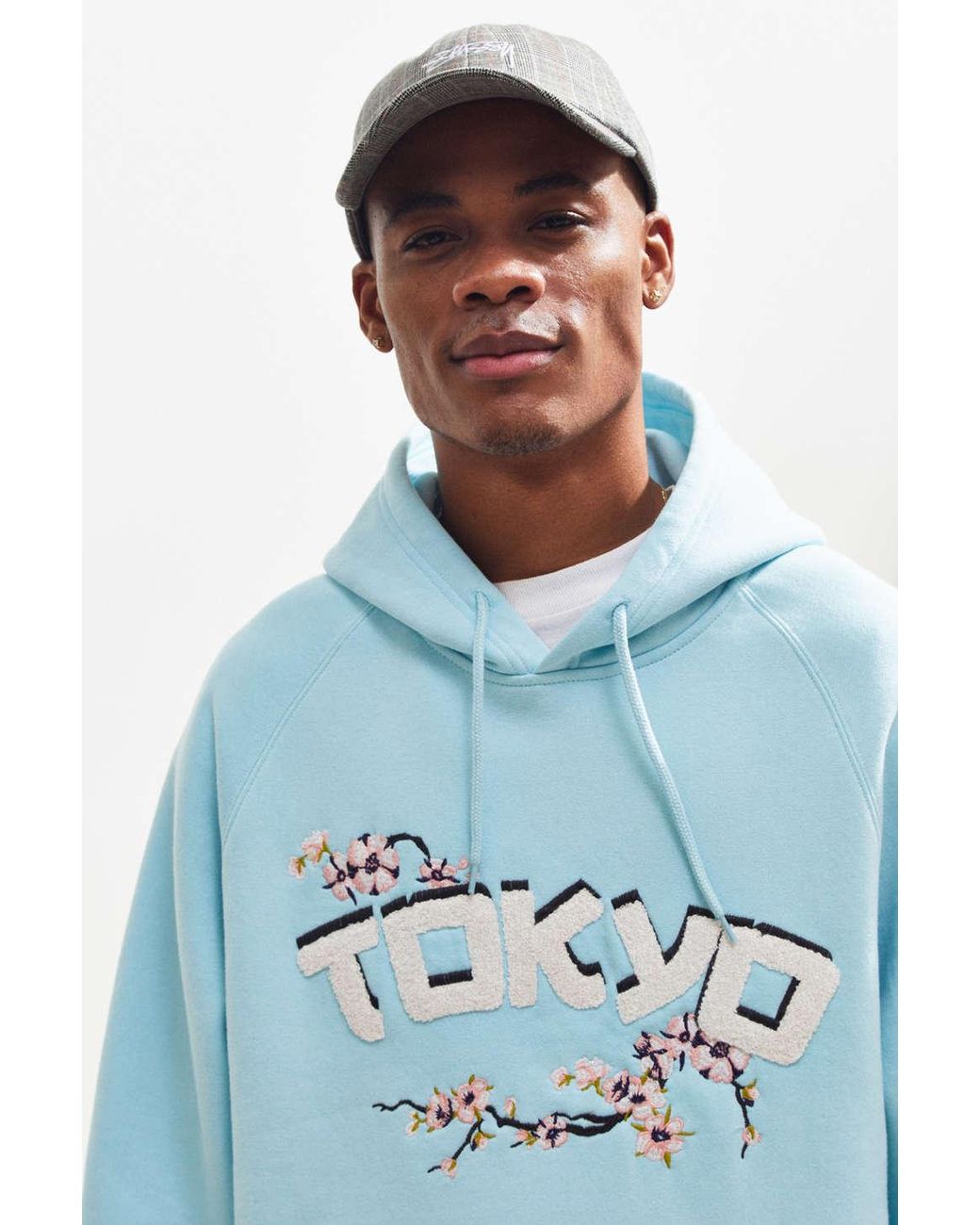 Urban Outfitters Uo Tokyo Embroidered Chenille Hoodie Sweatshirt in Blue  for Men | Lyst