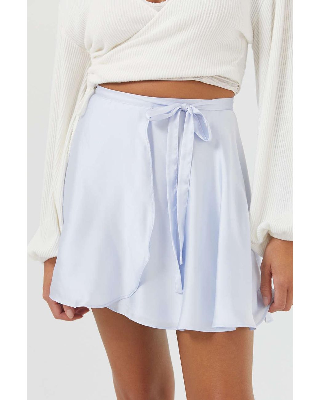Urban Outfitters Uo Wendy Satin Wrap Skirt in Blue | Lyst