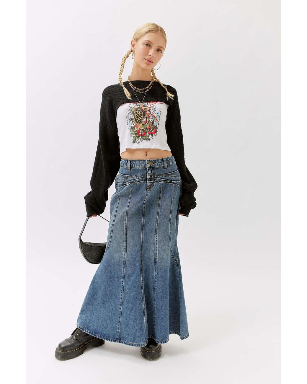BDG Kendall Denim Maxi Skirt In Tinted Denim at Urban Outfitters in Blue Lyst