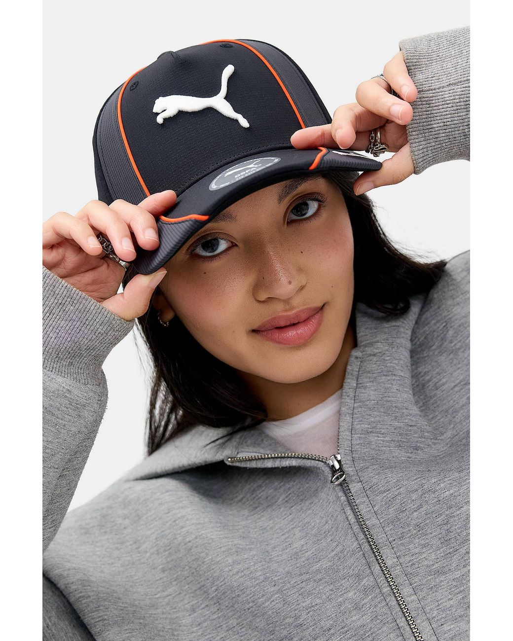 PUMA Black Embroidered Logo Grid Cap